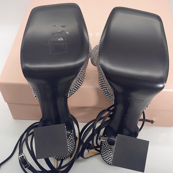 Mach&mach Double Bow Sparkly 140 Silk Ankle-Strap Sandals - Picture 9 of 12